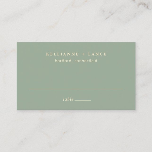 Carte De Placement Mariage Simple Vert Sauge Moderne (Devant)