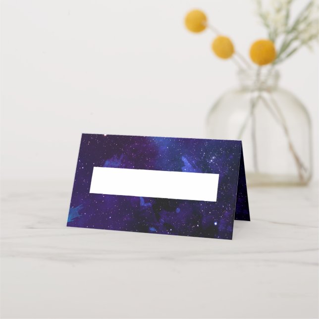Carte De Placement Mariage spatial. Nuit étoilée. Galaxie moderne mar (Devant)