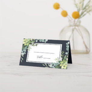 Carte De Placement Mariage Succulent bleu marine de minuit Personnali