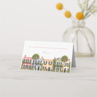 Carte De Placement Mariage sudiste aquarelle Charleston Rainbow Row
