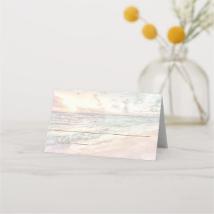 Carte De Placement Mariage sur la plage au coucher du soleil   Mariag