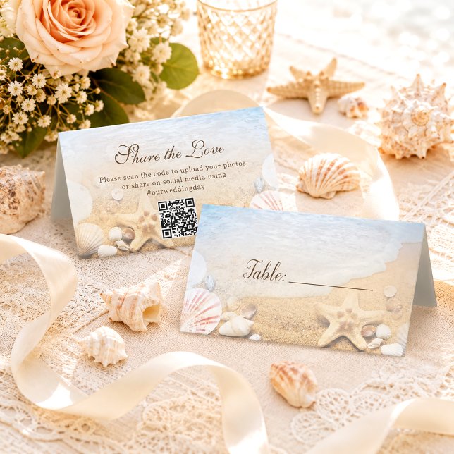 Carte De Placement Mariage sur la plage tropicale de l'océan bleu per (Créateur téléchargé)