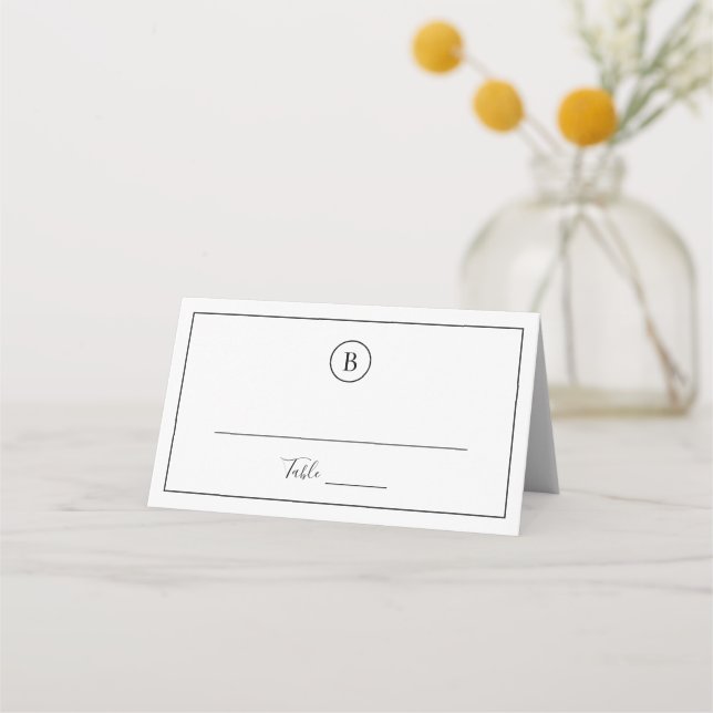 Carte De Placement Mariage traditionnel noir et blanc élégant (Devant)