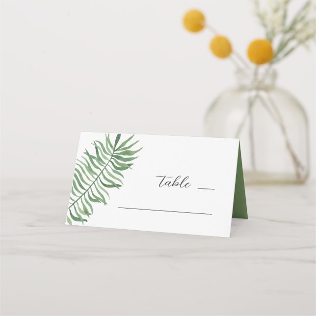 Carte De Placement Mariage tropical à l'aquarelle. Botanique (Devant)