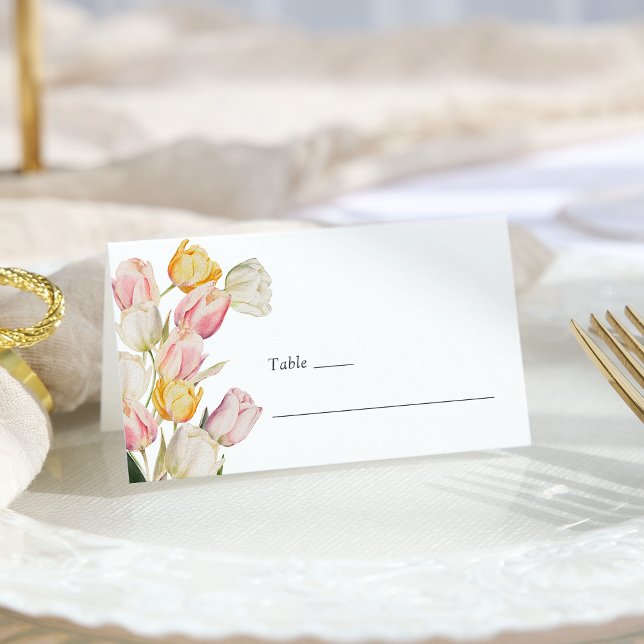 Carte De Placement Mariage Tulipe (Watercolor Spring Tulip Wedding Place Card by Painted Paperie
)