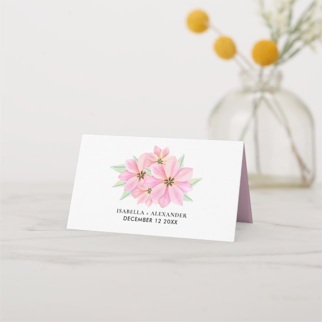 Carte De Placement Mariage Tulipes d'aquarelle rose (Dos)