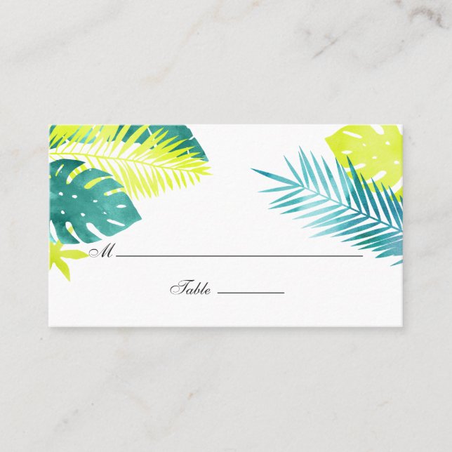Carte De Placement Mariage turquoise et citron tropical (Devant)