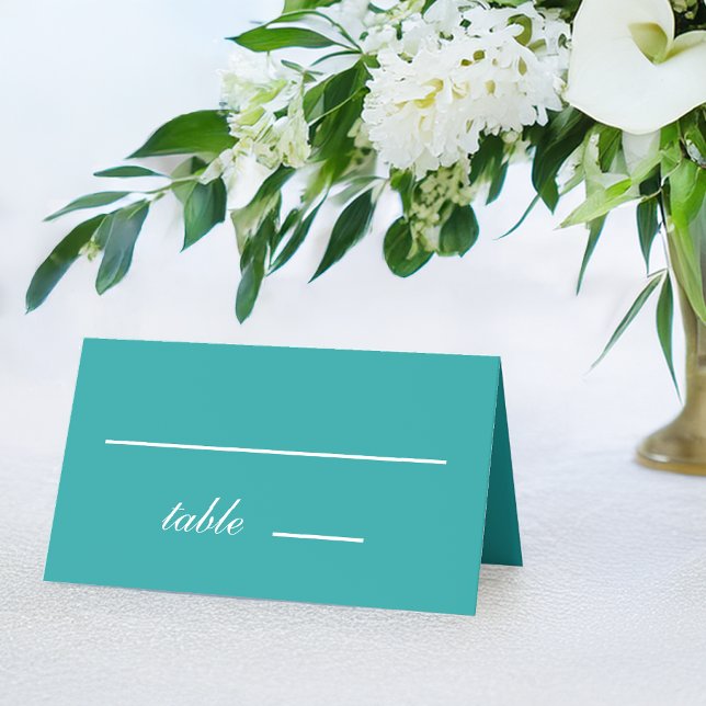 Carte De Placement Mariage turquoise Simple Bleu Blanc Script Calligr (Créateur téléchargé)