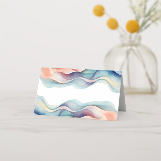 Carte De Placement Mariage Vague de Couleur Abstraite Moderne (Devant)