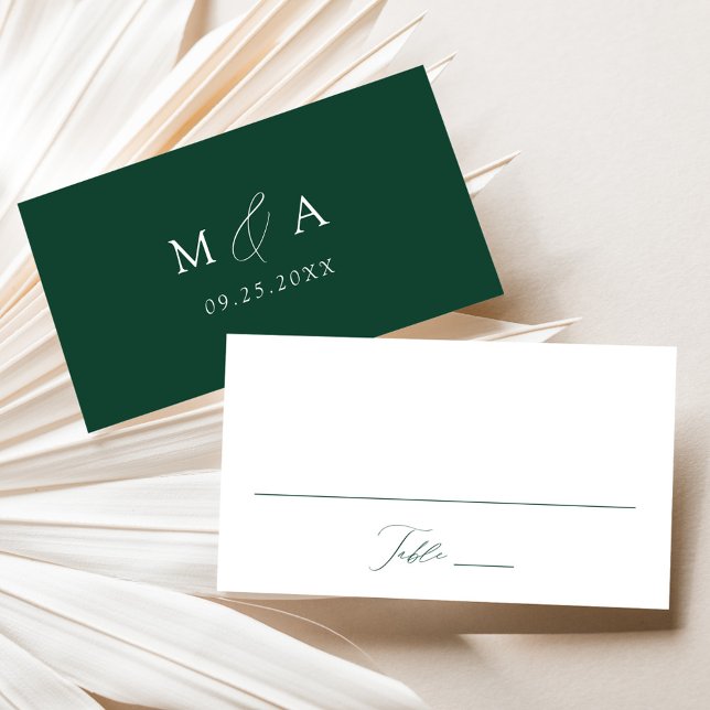 Carte De Placement Mariage Vert Écriture Élégante Moderne (Créateur téléchargé)
