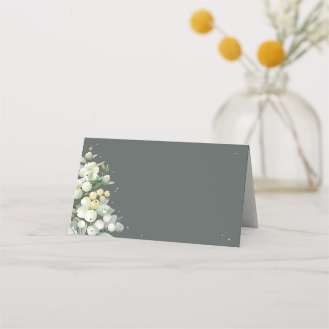 Carte De Placement Mariage Vert Gris Snowberry+Eucalyptus (Devant)