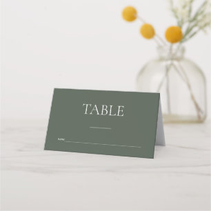 Carte De Placement Mariage vert monogramme minimaliste