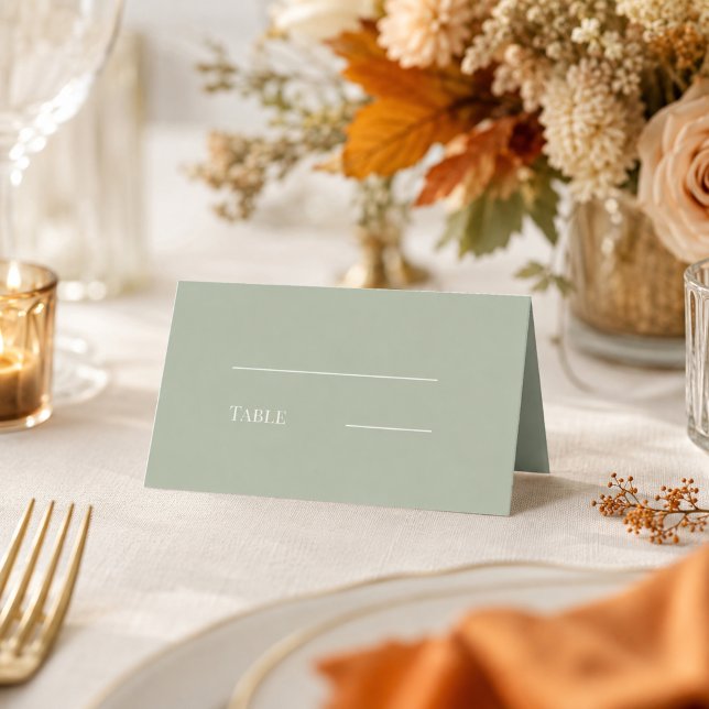 Carte De Placement Mariage vert sauge crème moderne simple (Créateur téléchargé)