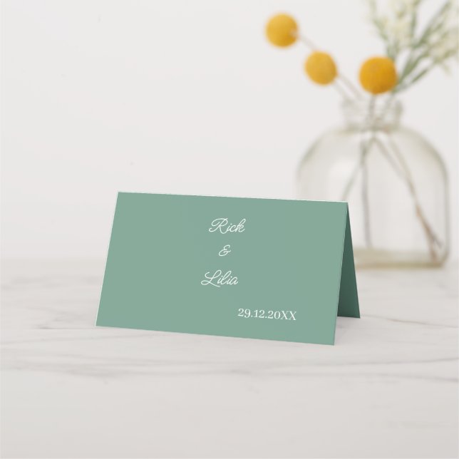 Carte De Placement Mariage vert simple (Dos)