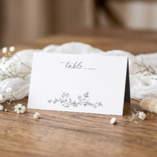 Carte De Placement Mariage victorien floral gris vintage français