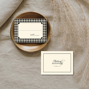 Carte De Placement Mariage Vintage Argent Vieille Fortune à Carreaux