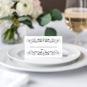 Carte De Placement Mariage Vintage Noir Floraison Blanche