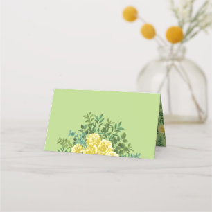 Carte De Placement Mariage Vintage Rose de printemps jaune et vert