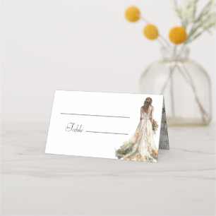 Carte De Placement Mariée élégante moderne dans une robe de mariée Sh