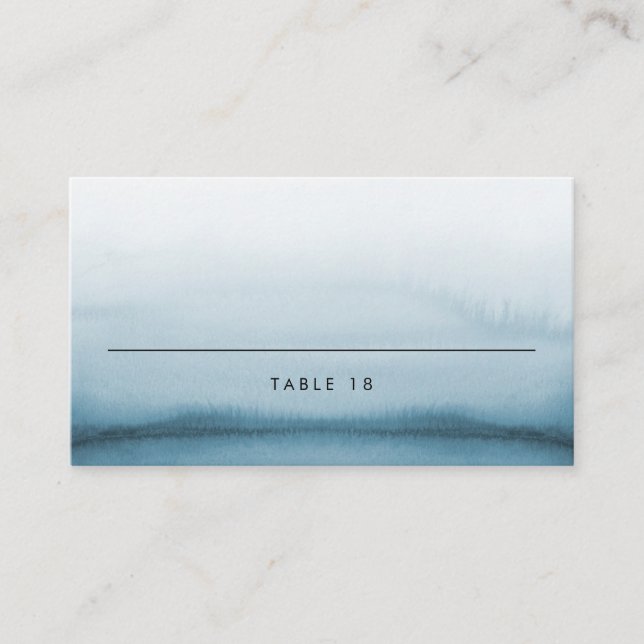 Carte De Placement Marine bleu aquarelle Ombre Mariage moderne (Devant)