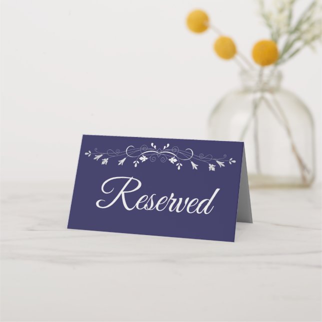 Carte De Placement Marine Bleu & Grey Mariage élégant Réservé (Devant)