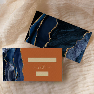 Carte De Placement Marine Blue Gold Agate Burange Orange Mariage Esco