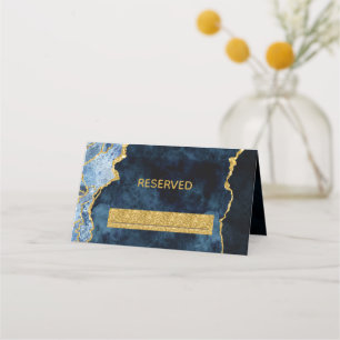 Carte De Placement Marine Blue Gold Agate Gilt Réservé Mariage de siè