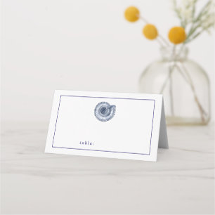 Carte De Placement Marine Blue Seashell Blank Table Invité