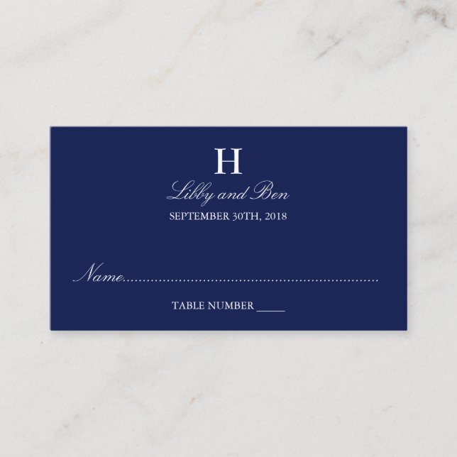 Carte De Placement Marine branchée et Mariage blanc (Devant)