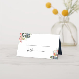 Carte De Placement Marine Coral bleu Mariage botanique