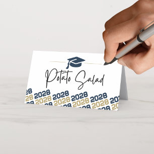 Carte De Placement Marine & Gold Graduation Cap Plier Étiquette, nour
