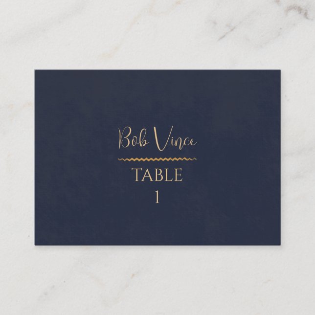 Carte De Placement Marine & Gold Velvet Luxe Table à manger Mariage (Devant)