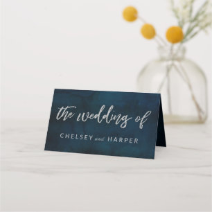 Carte De Placement Marine Luster Dark Blue Réservé Mariage siège
