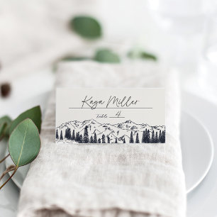 Carte De Placement Marine noire Mariage d'esquisse de montagne