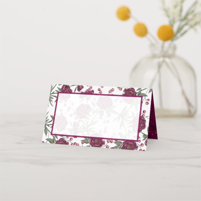 Carte De Placement Maroon Rose Wedding (Devant)