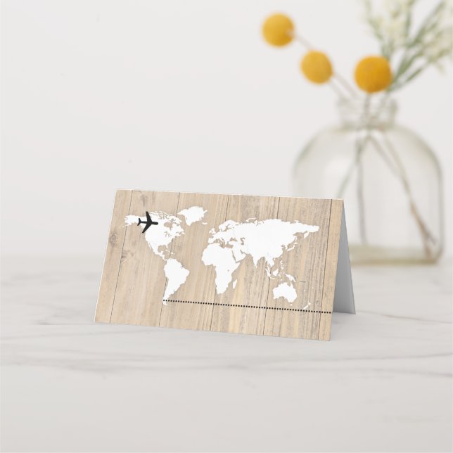 Carte De Placement Marque place mariage fond bois (Devant)