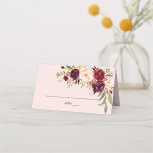 Carte De Placement Marsala Bourgogne & Flore Blush - Rose