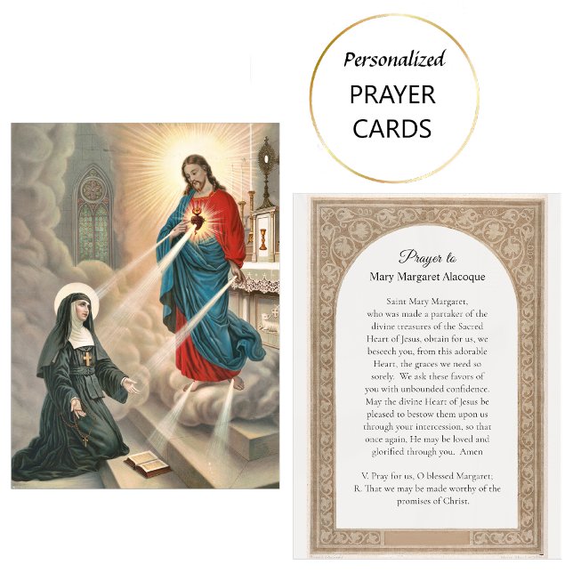 Carte De Placement Mary Margaret Alacoque Roman Catholic Prayer Card (Créateur téléchargé)