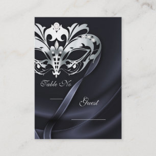 Carte De Placement Mascarade Argent Noir joaillé Table PlaceCard