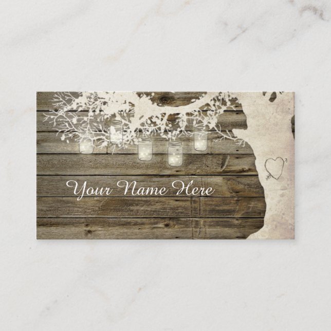 Carte De Placement Mason Jar String Lights Rustic Tree Place Card (Devant)