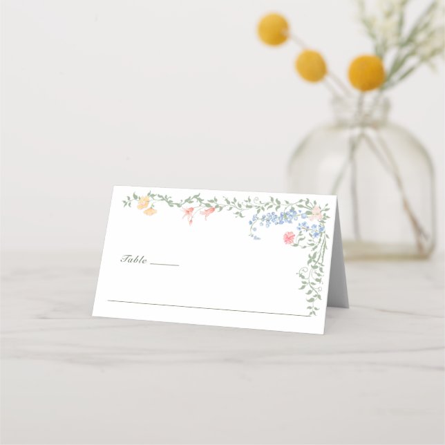 Carte De Placement Meadow Pastel Français Rose Floral Mariage (Devant)