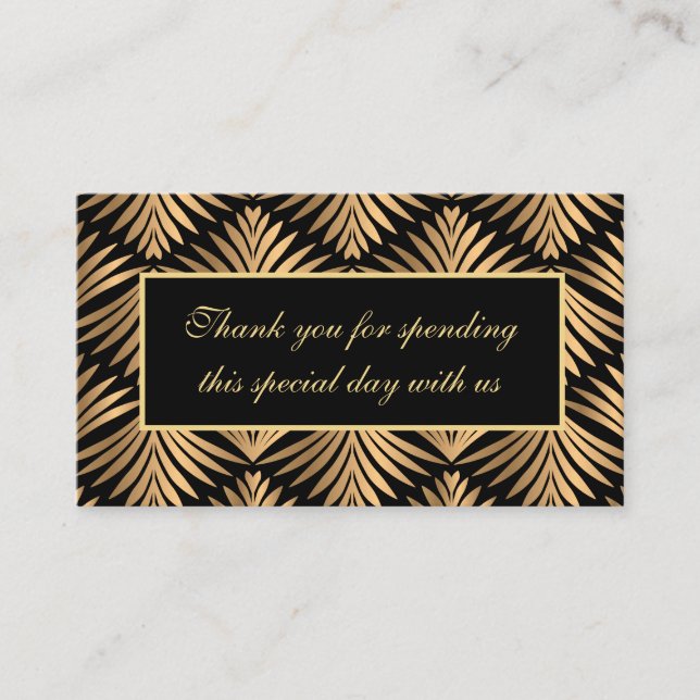 Carte De Placement Merci Black Gold Art Déco Gatsby Party de mariage (Devant)