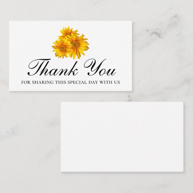 Carte De Placement Merci d'été Boho Sunflowers Mariage (Devant / Derrière)