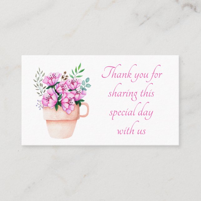 Carte De Placement Merci rose floral Mariage d'aquarelle (Devant)