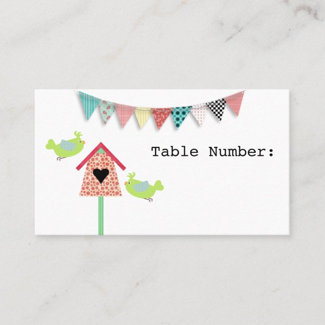 Carte De Placement Mignons Oiseaux Blancs Et Birdhouse Numéro De Tabl (Devant)