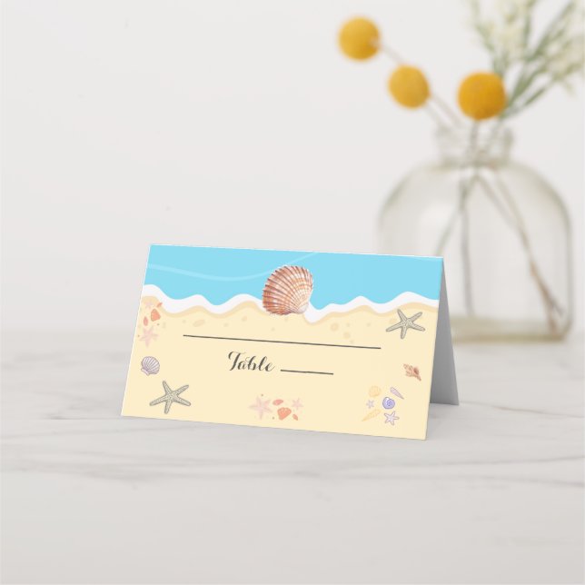 Carte De Placement Minimal Blue Ocean Summer Wedding (Devant)