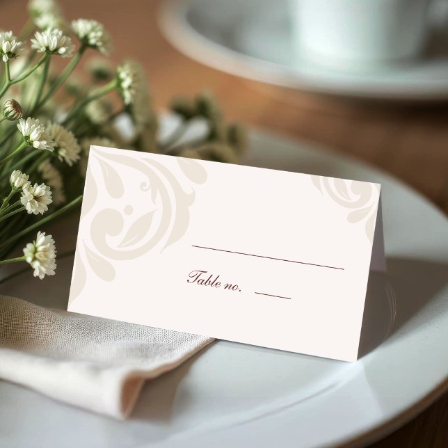 Carte De Placement Minimal Classic Damask Ivory Red Photopop Wedding (Créateur téléchargé)