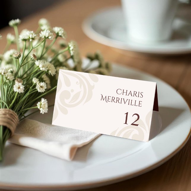 Carte De Placement Minimal Classy Chic Burgundy Ivory Photo Wedding (Créateur téléchargé)