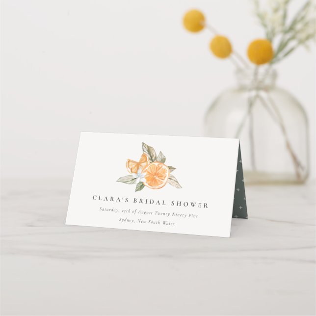 Carte De Placement Minimal Orange Botanical Aquarelle Shower de Maria (Devant)