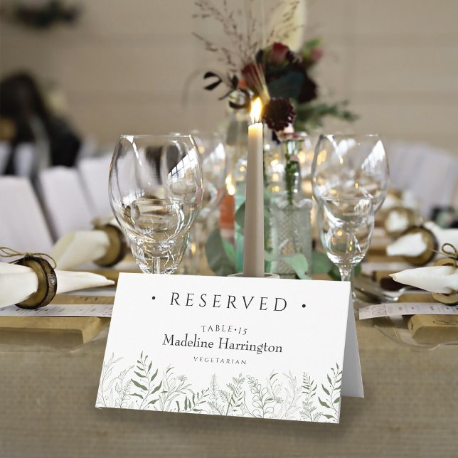 Carte De Placement Minimalist Botanical Leafy Wedding Place Card (Créateur téléchargé)